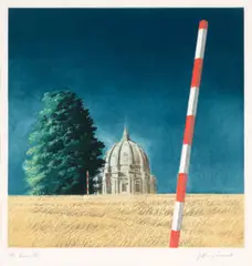 The dome by Jeffrey Smart, 1978 – 79, colour aquatint, sold Sep 2026