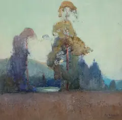 Moonlight pastoral by Sydney Long, 1910, watercolour on paper on board, offered Sep 2026