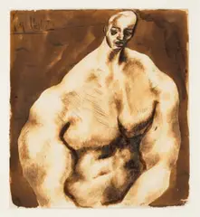 Male nude by Joy Hester, 1938, ink on paper, sold Sep 2026