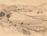 From Omega, near Gerringong by Lloyd Rees, 1950, pencil, ink and wash on paper, sold Sep 2026