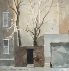 Small walled garden by Rick Amor, 1996, gouache on paper, sold Sep 2026