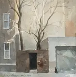 Small walled garden by Rick Amor, 1996, gouache on paper, sold Sep 2026