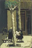 Figures in Square, Barcelona by Rick Amor, 1991, gouache on paper, sold Sep 2026