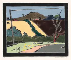 Long Swamp Road by Cressida Campbell, 1988, colour woodblock print, sold Sep 2026
