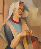 Dutch peasant by Dorrit Black, c.1931 – 32, oil on cardboard on composition board, sold Aug 2026