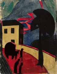 The eruption by Dorrit Black, 1929 – 30, colour linocut on paper, sold Aug 2026