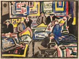 The wool quilt makers by Dorrit Black, 1940 – 41, colour linocut on paper, sold Aug 2026