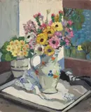 Still Life with native rose by Margaret Preston, 1920, oil on cardboard, sold Aug 2026