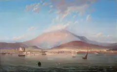 The city of Hobart Town with Mount Wellington beyond by Knud Bull, 1855, oil on canvas, sold Aug 2026