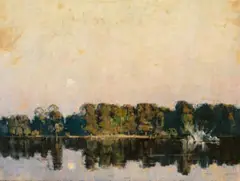 Troops bathing, Glisy by Arthur Streeton, 1918, oil on canvas, sold Aug 2026