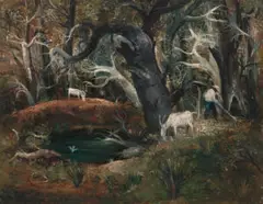 Bush pond by Arthur Boyd, 1958 – 59, oil on composition board, sold Aug 2026