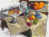 Pumpkin scones with fruit by William Robinson, 2014, pastel on paper, sold Aug 2026