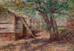 The bush hut by Frederick McCubbin, 1911, oil on cedar panel, sold Aug 2026