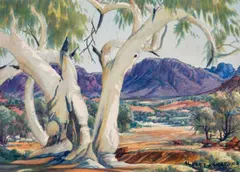 Mount Sonder at Glen Helen by Albert Namatjira, watercolour on paper on card, sold Aug 2026