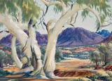 Mount Sonder at Glen Helen by Albert Namatjira, watercolour on paper on card, sold Aug 2026