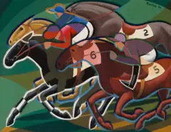 Full tilt by Weaver Hawkins, 1954, oil on composition board, sold Aug 2026
