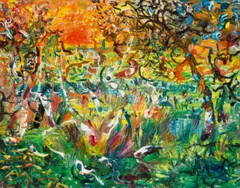 Sun setting over the marsh by John Perceval, 1972, oil on canvas, sold Aug 2026