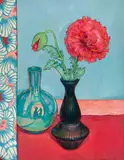 Poppies with Venetian silks by Criss Canning, 2012, oil on board, sold Aug 2026