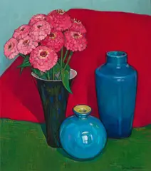 Zinnias by Criss Canning, 2007, oil on canvas, sold Aug 2026