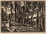 Gum trees by Dorrit Black, 1933, linocut on paper, sold Aug 2026