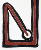 Mendoowoorrji – Medicine Pocket by Paddy Bedford, 2000, ochres and pigment with acrylic binder on linen inscribed verso: artist’s name and Jirrawun Aboriginal Arts cat. PB CB 3, sold Feb 2019