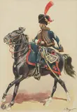 Officier de l’artillerie à cheval de la garde impériale. Premier Empire by Lucien Rousselot, Aquarelle, sold Dec 2025
