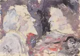 Face à face. 1960 by Anatoly Timofeevitch Zverev, Gouache, sold Dec 2025