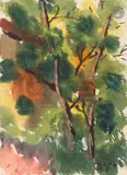 Arbres. 1961 by Anatoly Timofeevitch Zverev, Gouache, sold Dec 2025