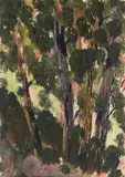 Arbres. 1961 by Anatoly Timofeevitch Zverev, Gouache, sold Dec 2025