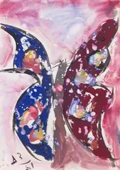 бабочка (Papillon). 1961 by Anatoly Timofeevitch Zverev, Gouache, sold Dec 2025