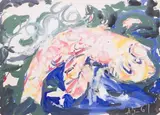 Рыбка (Petit poisson). 1961 by Anatoly Timofeevitch Zverev, Gouache, sold Dec 2025