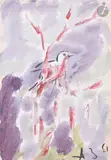 Птичка (Petit oiseau). 1961 by Anatoly Timofeevitch Zverev, Gouache, sold Dec 2025