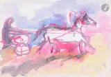 Лошадь (Cheval). 1961 by Anatoly Timofeevitch Zverev, Gouache, sold Dec 2025