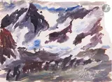 Горы (Montagnes). 1961 by Anatoly Timofeevitch Zverev, Gouache, sold Dec 2025