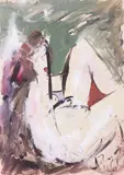 Голая (Nu). 1961 by Anatoly Timofeevitch Zverev, Gouache, sold Dec 2025