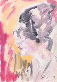 Девушка в очках (Fille aux lunettes). 1961 by Anatoly Timofeevitch Zverev, Gouache, sold Dec 2025