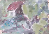 Деревня (Hameau) by Anatoly Timofeevitch Zverev, Gouache, sold Dec 2025