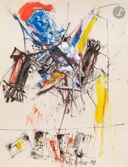 Personnage au béret rouge. 1969 by Vladimir Nikolaevitch Nemukhin, Encre et Gouache, sold Dec 2025