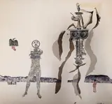 Femme machine. 1965 by Anatoly Rafailovitch Broussilovsky, Collage, sold Dec 2025
