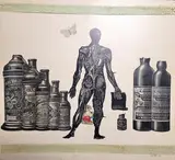 Écorché aux bouteilles d'encre. 1965-1966 by Anatoly Rafailovitch Broussilovsky, Collage, sold Dec 2025