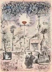 Bouche. 1962 by Anatoly Rafailovitch Broussilovsky, Collage, encre et aquarelle, sold Dec 2025