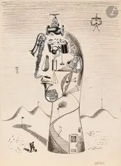 Grand buste. 1962 by Anatoly Rafailovitch Broussilovsky, Collage, encre, sold Dec 2025