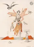 Femme cadran aux trois mains. 1964 by Anatoly Rafailovitch Broussilovsky, Collage, encre et huile, sold Dec 2025