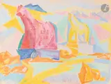 Deux chevaux. 1959 by Dmitry Petrovitch Plavinsky, Pastel, sold Dec 2025