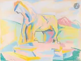 Cheval. 1959 by Dmitry Petrovitch Plavinsky, Pastel, sold Dec 2025