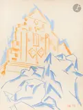 Église sur un rocher. 1959 by Dmitry Petrovitch Plavinsky, Pastel, sold Dec 2025
