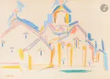 Église à deux coupoles. 1959 by Dmitry Petrovitch Plavinsky, Pastel, sold Dec 2025
