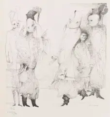 Cosaques zaporogues. Cycle zaporogues by Mikhaïl Mikhaïlovitch Chemiakin, Lithographie, sold Dec 2025