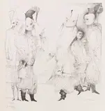 Cosaques zaporogues. Cycle zaporogues by Mikhaïl Mikhaïlovitch Chemiakin, Lithographie, sold Dec 2025