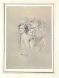 Groupe de personnages. 1944. Dessin by Edgar Chahine, Mine de plomb, crayons de couleurs et estompe sur vélin, sold Nov 2025